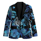 Personalised Maori Romantic Valentine Blazer The Hongi Kiss Blue Galaxy