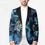 Personalised Maori Romantic Valentine Blazer The Hongi Kiss Blue Galaxy