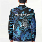 Personalised Maori Romantic Valentine Blazer The Hongi Kiss Blue Galaxy