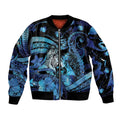 Personalised Maori Romantic Valentine Bomber Jacket The Hongi Kiss Blue Galaxy