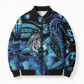 Personalised Maori Romantic Valentine Bomber Puffer Jacket The Hongi Kiss Blue Galaxy
