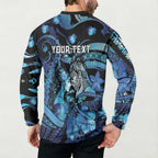 Personalised Maori Romantic Valentine Button Sweatshirt The Hongi Kiss Blue Galaxy