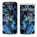 Personalised Maori Romantic Valentine 4 in 1 Can Cooler Tumbler The Hongi Kiss Blue Galaxy