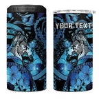 Personalised Maori Romantic Valentine 4 in 1 Can Cooler Tumbler The Hongi Kiss Blue Galaxy