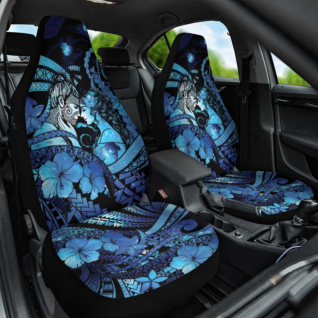 Maori Romantic Valentine Car Seat Cover The Hongi Kiss Blue Galaxy