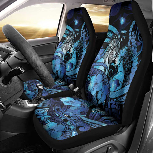 Maori Romantic Valentine Car Seat Cover The Hongi Kiss Blue Galaxy