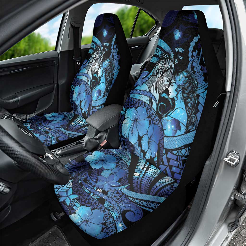Maori Romantic Valentine Car Seat Cover The Hongi Kiss Blue Galaxy