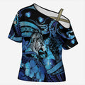 Personalised Maori Romantic Valentine Cross Shoulder Shirt The Hongi Kiss Blue Galaxy