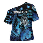 Personalised Maori Romantic Valentine Cross Shoulder Shirt The Hongi Kiss Blue Galaxy