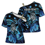 Personalised Maori Romantic Valentine Cross Shoulder Shirt The Hongi Kiss Blue Galaxy