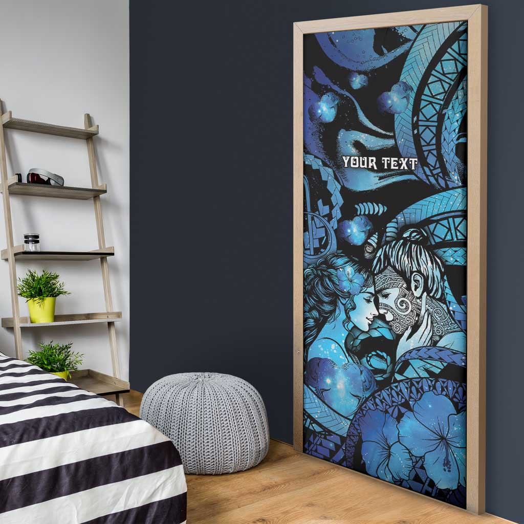 Personalised Maori Romantic Valentine Door Cover The Hongi Kiss Blue Galaxy