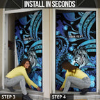 Personalised Maori Romantic Valentine Door Cover The Hongi Kiss Blue Galaxy