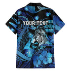 Personalised Maori Romantic Valentine Family Matching Short Sleeve Bodycon Dress and Hawaiian Shirt The Hongi Kiss Blue Galaxy