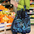 Maori Romantic Valentine Grocery Bag The Hongi Kiss Blue Galaxy