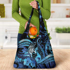 Maori Romantic Valentine Grocery Bag The Hongi Kiss Blue Galaxy