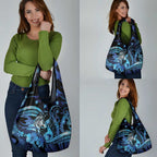 Maori Romantic Valentine Grocery Bag The Hongi Kiss Blue Galaxy