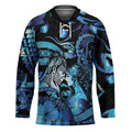 Personalised Maori Romantic Valentine Hockey Jersey The Hongi Kiss Blue Galaxy