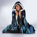 Maori Romantic Valentine Hooded Blanket The Hongi Kiss Blue Galaxy
