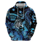 Personalised Maori Romantic Valentine Hoodie The Hongi Kiss Blue Galaxy
