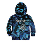 Personalised Maori Romantic Valentine Kid Hoodie The Hongi Kiss Blue Galaxy