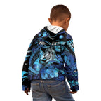 Personalised Maori Romantic Valentine Kid Hoodie The Hongi Kiss Blue Galaxy