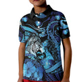 Personalised Maori Romantic Valentine Kid Polo Shirt The Hongi Kiss Blue Galaxy