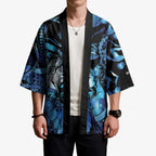 Personalised Maori Romantic Valentine Kimono The Hongi Kiss Blue Galaxy