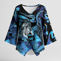 Personalised Maori Romantic Valentine Kimono Sleeve Blouse The Hongi Kiss Blue Galaxy