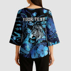 Personalised Maori Romantic Valentine Kimono Sleeve Blouse The Hongi Kiss Blue Galaxy