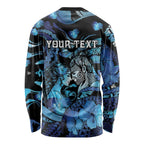 Personalised Maori Romantic Valentine Long Sleeve Shirt The Hongi Kiss Blue Galaxy