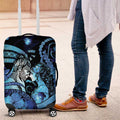 Maori Romantic Valentine Luggage Cover The Hongi Kiss Blue Galaxy