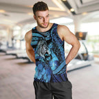 Personalised Maori Romantic Valentine Men Tank Top The Hongi Kiss Blue Galaxy