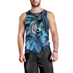 Personalised Maori Romantic Valentine Men Tank Top The Hongi Kiss Blue Galaxy