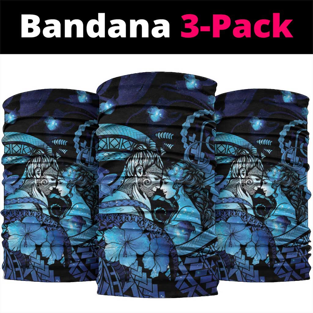 Maori Romantic Valentine Neck Gaiter The Hongi Kiss Blue Galaxy