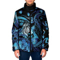 Personalised Maori Romantic Valentine Padded Jacket The Hongi Kiss Blue Galaxy