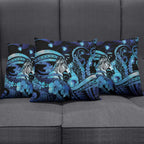 Maori Romantic Valentine Pillow Cover The Hongi Kiss Blue Galaxy