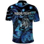 Personalised Maori Romantic Valentine Polo Shirt The Hongi Kiss Blue Galaxy