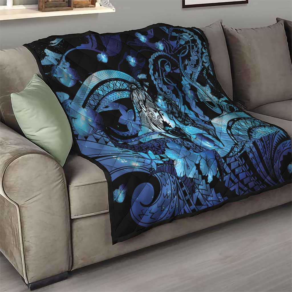 Maori Romantic Valentine Quilt The Hongi Kiss Blue Galaxy