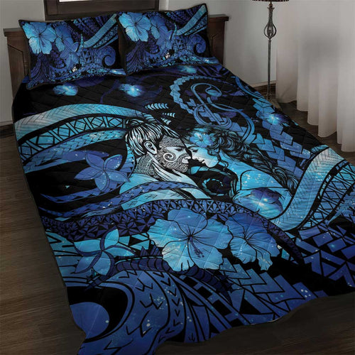 Maori Romantic Valentine Quilt Bed Set The Hongi Kiss Blue Galaxy