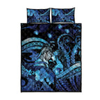 Maori Romantic Valentine Quilt Bed Set The Hongi Kiss Blue Galaxy