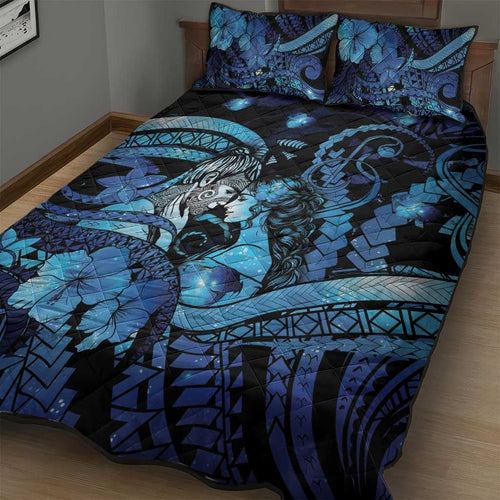 Maori Romantic Valentine Quilt Bed Set The Hongi Kiss Blue Galaxy