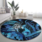 Maori Romantic Valentine Round Carpet The Hongi Kiss Blue Galaxy