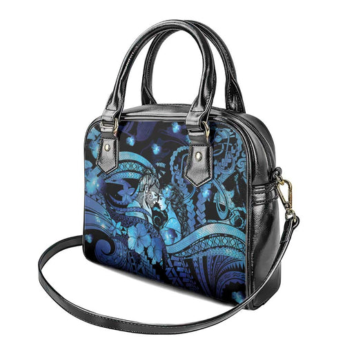 Maori Romantic Valentine Shoulder Handbag The Hongi Kiss Blue Galaxy