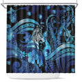 Maori Romantic Valentine Shower Curtain The Hongi Kiss Blue Galaxy