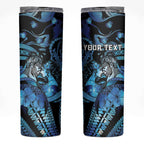 Personalised Maori Romantic Valentine Skinny Tumbler The Hongi Kiss Blue Galaxy