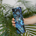 Personalised Maori Romantic Valentine Skinny Tumbler The Hongi Kiss Blue Galaxy