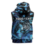 Personalised Maori Romantic Valentine Sleeveless Hoodie The Hongi Kiss Blue Galaxy