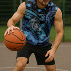 Personalised Maori Romantic Valentine Sleeveless Hoodie The Hongi Kiss Blue Galaxy