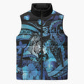 Personalised Maori Romantic Valentine Sleeveless Puffer Jacket The Hongi Kiss Blue Galaxy