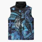 Personalised Maori Romantic Valentine Sleeveless Puffer Jacket The Hongi Kiss Blue Galaxy